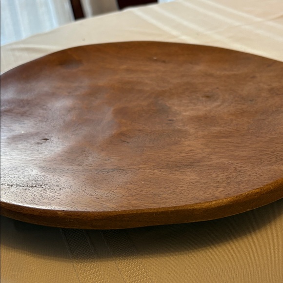 Pottery Barn Round Wooden Decorative Tray – Rustic Wood Charger / Display Plate - Picture 5 of 5